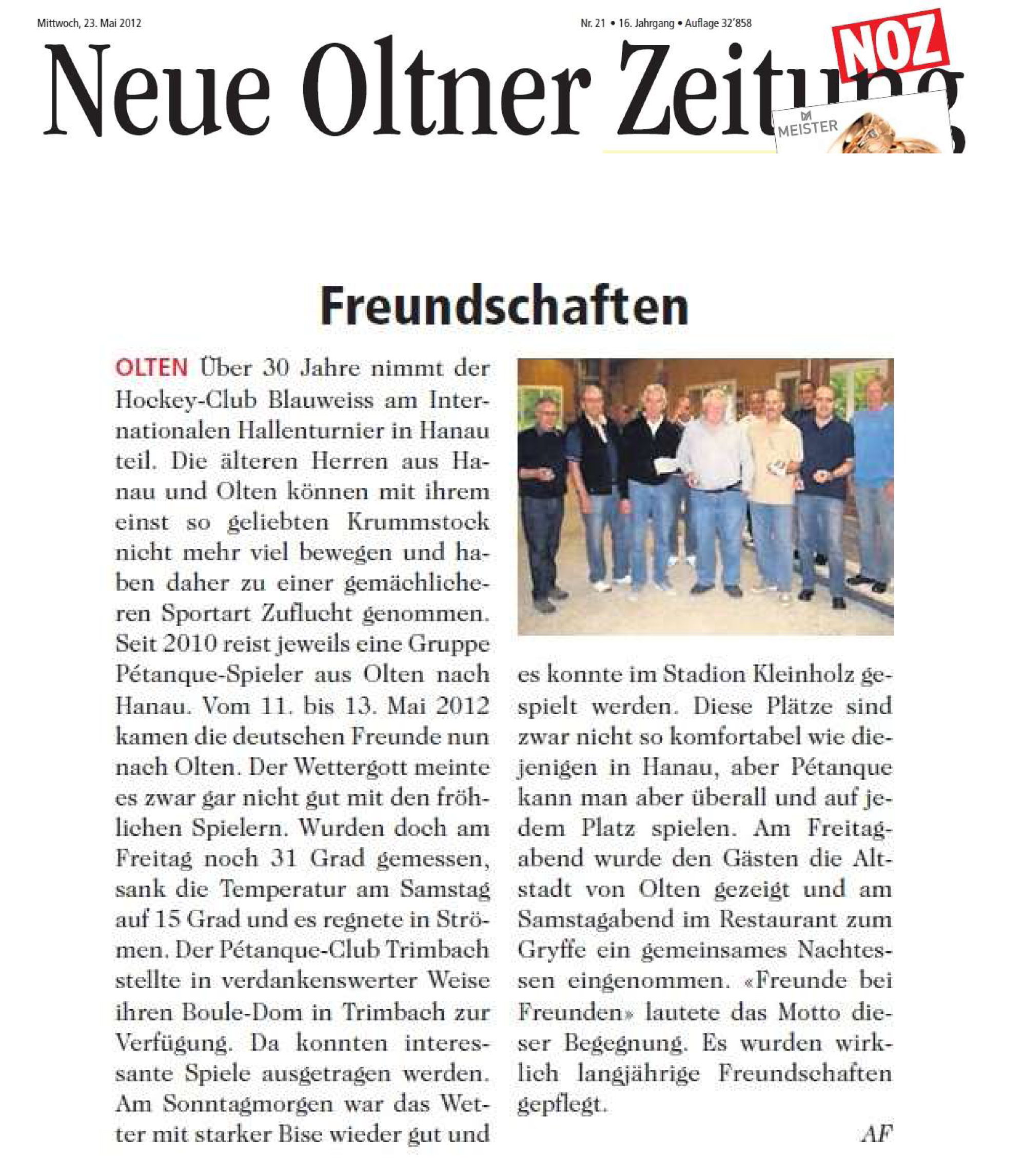 Bericht aus Oltner Tagblatt