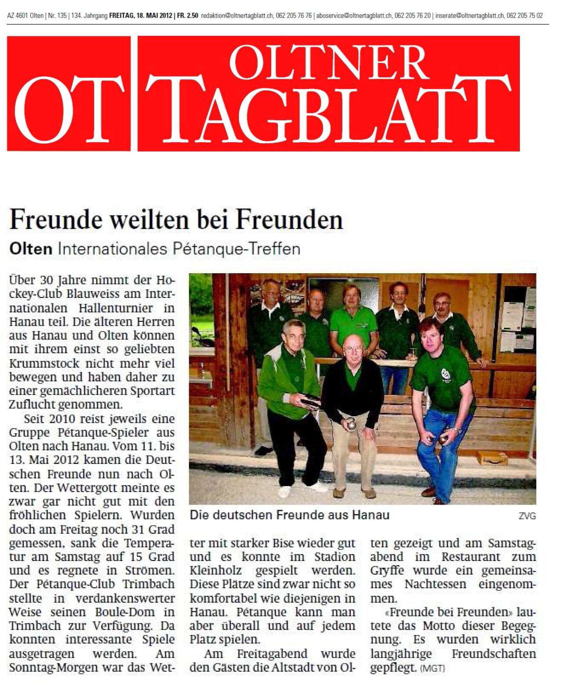 Bericht aus Oltner Tagblatt