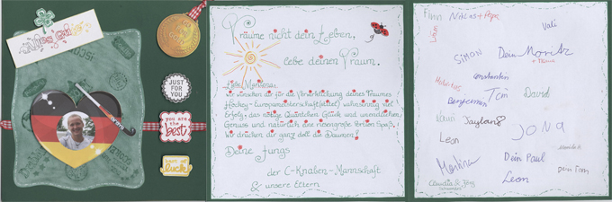 Die Knaben C, die Kraussi-Mausis, wünschen Marilena Krauss alles Gute für die U21-Europameiterschaft in Den Bosch